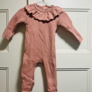 Bon Knit Baby Girl Pink Ruffled Stretchie, Size 3-6 months